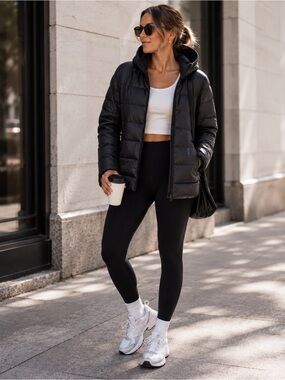 ARITZIA TNA The Little Fuzzy Puff Goose Down Black Jacket Medium